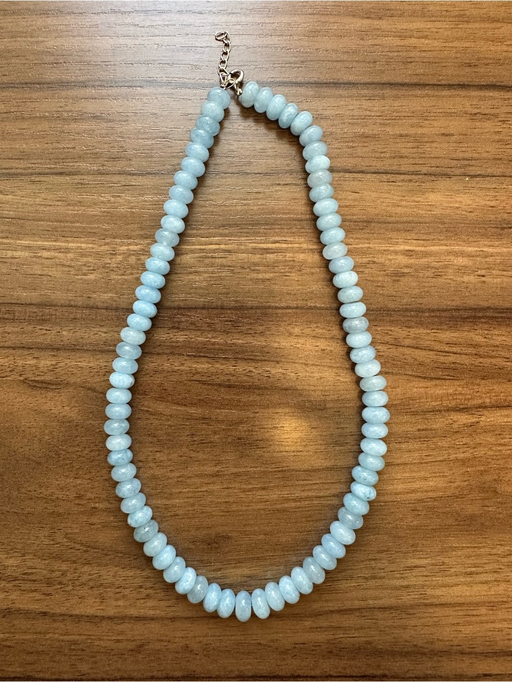 Aquamarine quartz blue bead necklace